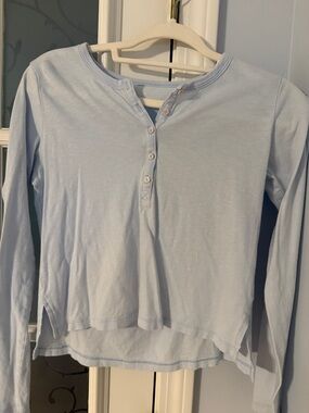 aerie Light Blue Long-Sleeve Henley Top